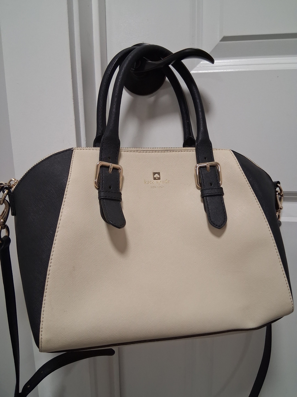 kate spade New York Cream and Black Dome Satchel Crossbody